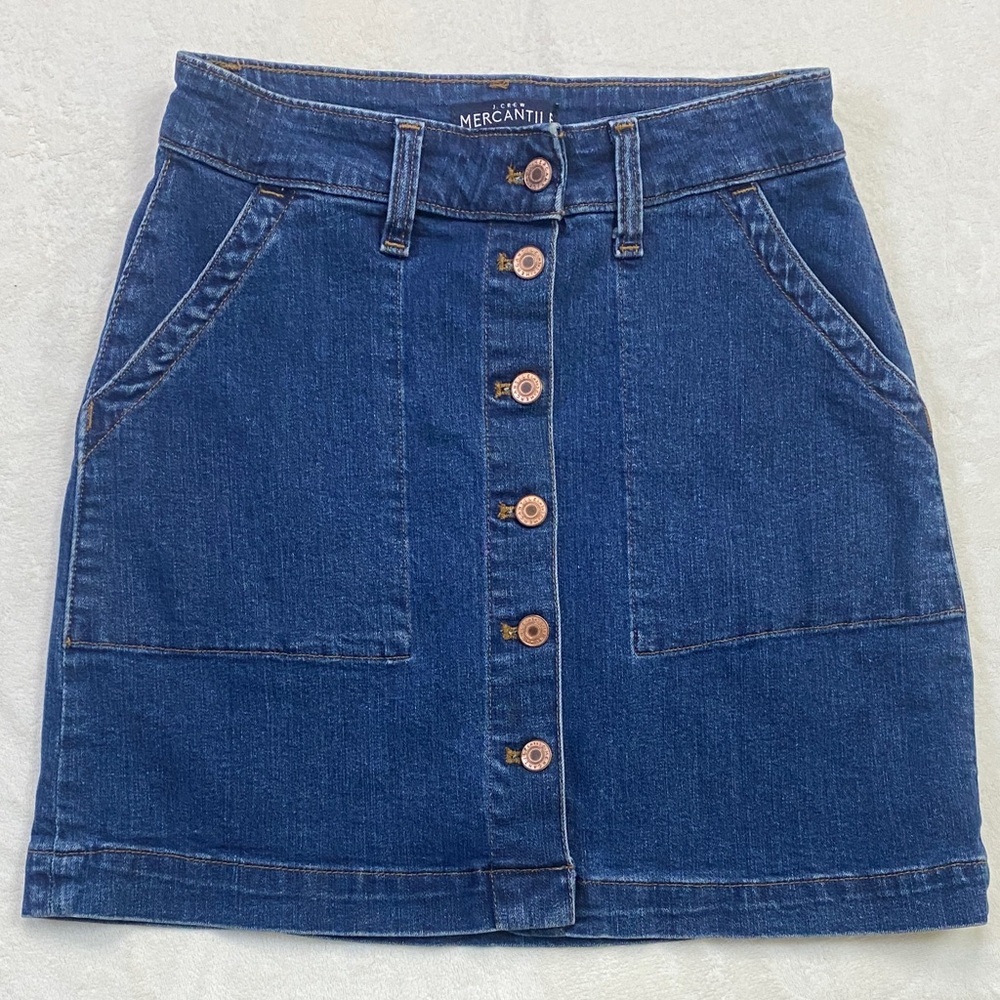 JCREW Women's Classic Denim Button-Front Mini Skirt JCREW Mercantile size 0
